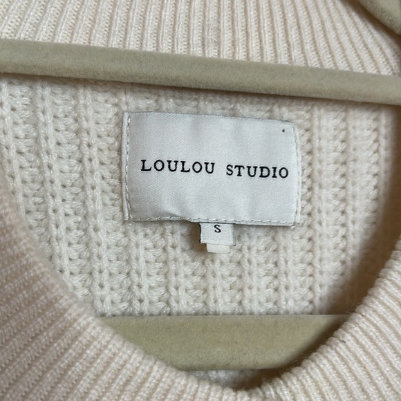 EUC LOULOU STUDIO women’s Harebells ribbed cashmere cardigan Ivory  sz small - Picture 3 of 8